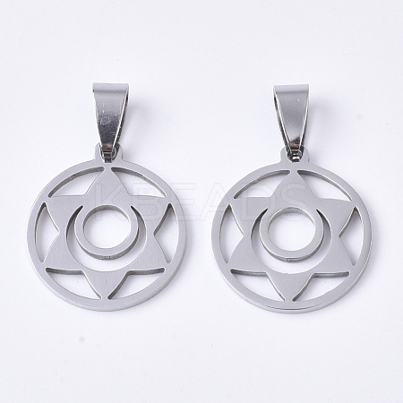Non-Tarnish Chakra Theme 201 Stainless Steel Pendants STAS-N089-50P-1