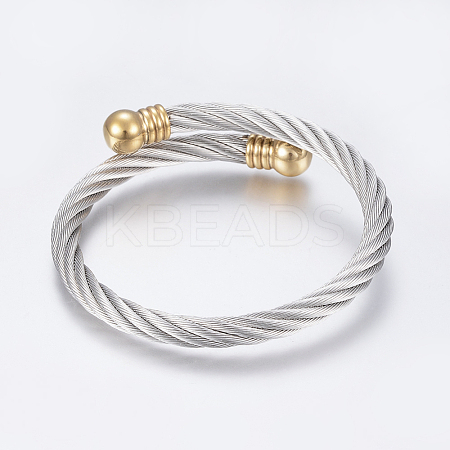304 Stainless Steel Torque Bangles BJEW-G584-18A-1
