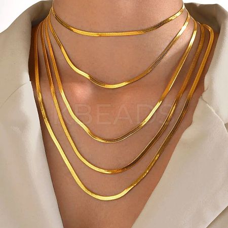 304 Stainless Steel Snake Chain Necklaces for Women WG80FEF-14-1