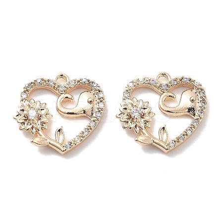 Brass Micro Pave Clear Cubic Zirconia Pendants KK-M102-34G-1