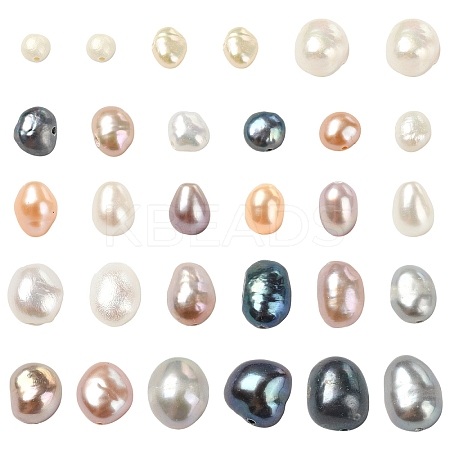 30Pcs 3 Styles Natural Cultured Freshwater Pearl Beads Strands PEAR-YW0001-05-1