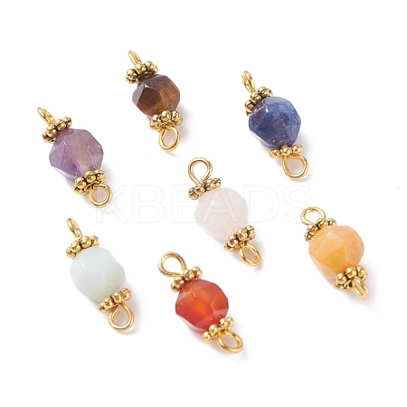 Chakra Theme Natural Tiger Eye & Rose Quartz & Amethyst & Topaz Jade & Red Agate & Amazonite & Sodalite Links Connectors PALLOY-JF01190-1