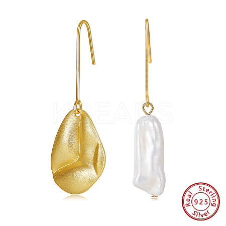 925 Sterling Silver Teardrop Dangle Earrings EJEW-Z041-01G-1