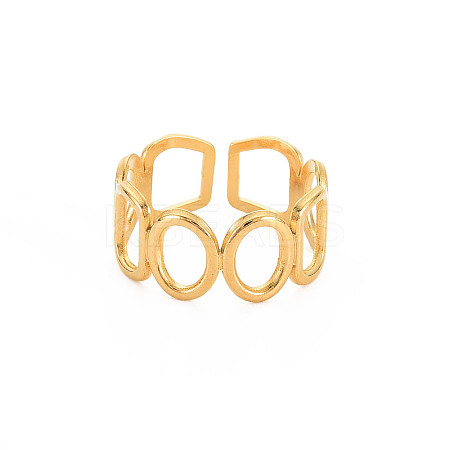 Ion Plating(IP) 304 Stainless Steel Open Geometry Wrap Cuff Ring for Women X-RJEW-S405-166G-1
