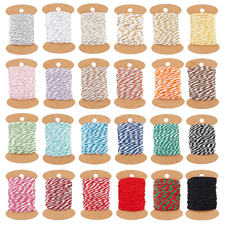24 Cards 24 Colors Tow Tone Cotton Thread OCOR-WH0047-53-1