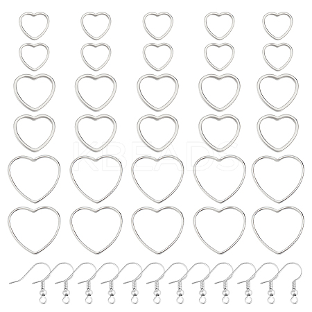 DIY 304 Stainless Steel Heart Dangle Earrings Making Kit DIY-DR0001-41-1