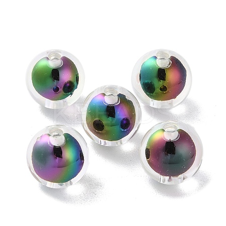 UV Plating Rainbow Iridescent Acrylic Beads OACR-H112-24A-1