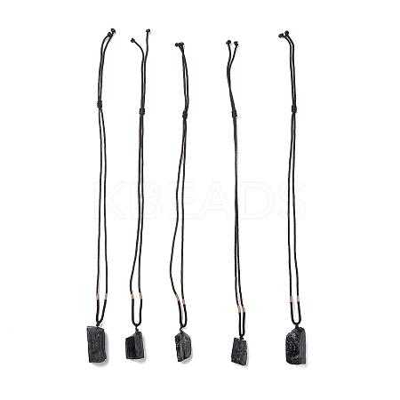 Adjustable Natural Black Tourmaline Pendant Necklaces NJEW-P254-01-1