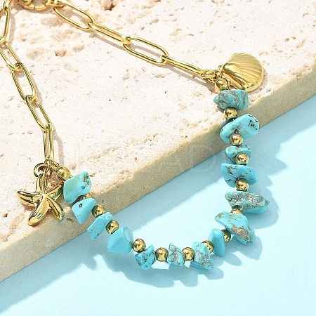 304 Stainless Steel Synthetic Turquoise Beads Bracelets BJEW-U019-02G-1