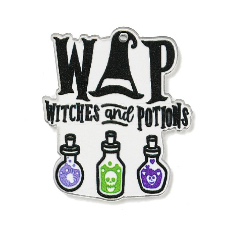 Halloween Themed Double-sided Printed Acrylic Pendants OACR-L017-02G-1