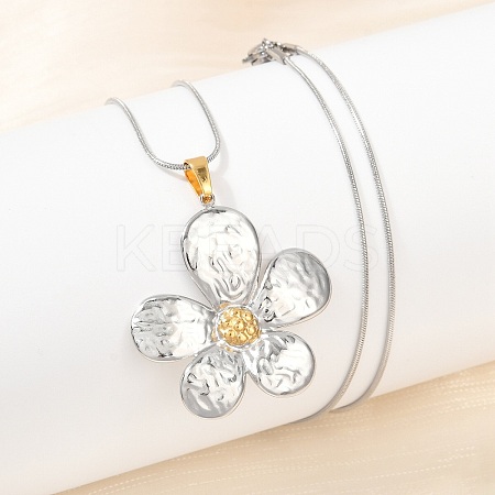 304 Stainless Steel Two Tone Pendant Necklaces for Women NJEW-S445-01E-GP-1