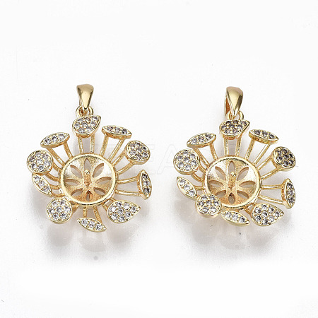 Brass Micro Pave Clear Cubic Zirconia Peg Bails Pendants KK-T062-14G-NF-1