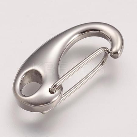 304 Stainless Steel Push Gate Snap Keychain Clasp Findings STAS-P170-02P-1