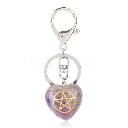 Natural Amethyst Heart with Kore Symbol Keychain PW-WG17998-10-1
