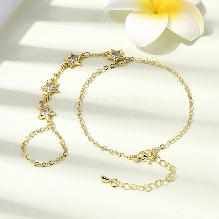 Brass Micro Pave Cubic Zirconia Mittens Bracelets BJEW-C156-01G-05-1
