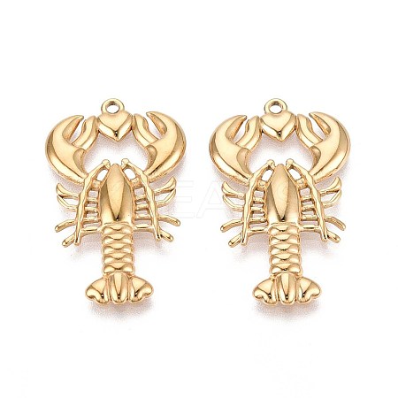 304 Stainless Steel Lobster with Heart Pendants STAS-T067-26G-1