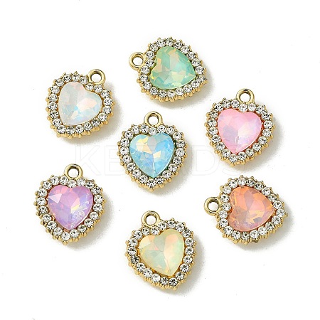 UV Plating Alloy with Mixed Color Glass Rhinestone Pendants FIND-B039-05G-1
