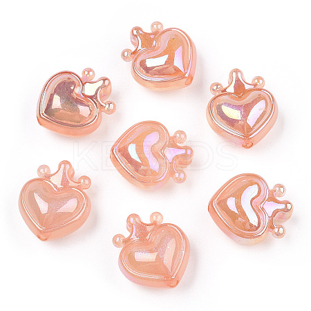 UV Plating Rainbow Iridescent Acrylic Beads OACR-T027-01-A05-1