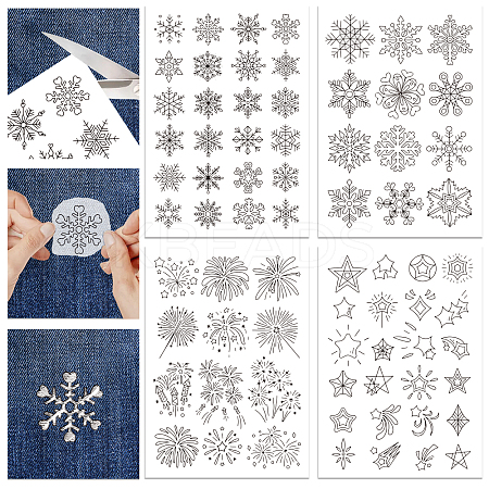 4 Sheets 11.6x8.2 Inch Stick and Stitch Embroidery Patterns DIY-WH0455-023-1