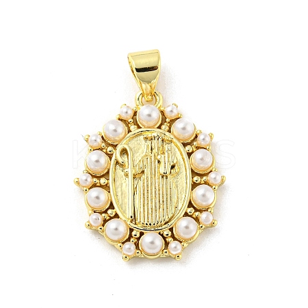 Brass with ABS Plastic Imitation Pearl Pendants FIND-Z023-04A-1