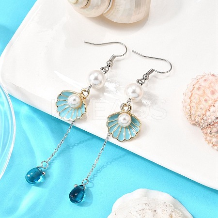 Alloy Shell Shape Dangle Earrings EJEW-TA00655-1