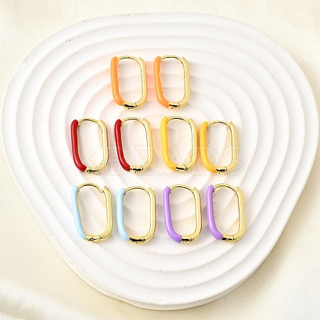 Oval Brass Hoop Earrings EJEW-D314-03G-1