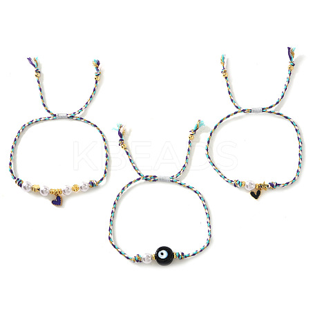 3Pcs Handmade Brass Enamel Charm Bracelets OI2276-12-1