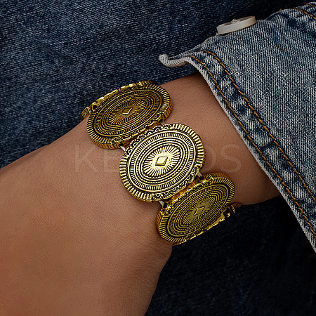 Alloy Oval Beaded Stretch Bracelets FS-WGED2CD-02-1