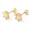 Paw Print Bow Brass Micro Pave Clear Cubic Zirconia Cartilage Earrings EJEW-L289-03G-02-1