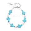 2Pcs 2 Colors Synthetic Turquoise & Non-magnetic Hematite Beaded Bracelets for Women BJEW-JB12222-3
