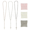 3Pcs Round White Glass Pearl Rosary Bead Necklaces NJEW-GO0001-18-1