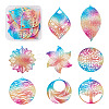 32Pcs 8 Style 430 Stainless Steel Filigree Pendants STAS-BY0001-10-1