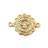 Brass Micro Pave Clear Cubic Zirconia Flower Connector Charms KK-I360-008G-01-1
