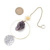 3Pcs Nuggets Natural Amethyst & Fluorite & Rose Quartz & Glass Round Hanging Suncatchers HJEW-JM04660-4