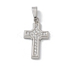 304 Stainless Steel Micro Pave Cubic Zirconia Pendants STAS-Z107-08P-12-1