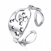 Non-Tarnish 304 Stainless Steel Moon and Star Open Cuff Ring RJEW-T023-12P-3