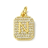 Rack Plating Brass Micro Pave Clear Cubic Zirconia Charms KK-G501-01N-G-1
