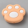 Cat Paw Print Food Grade Eco-Friendly Silicone Focal Beads SIL-WH0012-040H-1