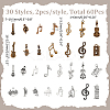 60Pcs 30 Styles Tibetan Style Alloy Pendants FIND-WR0012-37-2