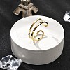 304 Stainless Steel Hollow Cuff Rings for Women LS-RJEW-S395-01G-2