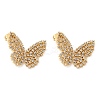 Butterfly Rack Plating Brass Stud Earrings EJEW-A027-05G-1