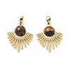 Brass Tiger Eye Pendants KK-B129-09G-1