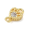 Brass Pave Cubic Zirconia Heart Connector Charms KK-G548-18G-03-2