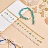 Synthetic Turquoise Chip & Brass Baseball Cap Chain AJEW-GO00030-4