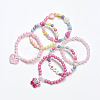 6Pcs Plastic Round Beaded Stretch Bracelet & Charm Bracelet Set for Kid FS-WG9931D-01-3