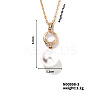 Brass Pave Rhinestone & Imitation Pearl Round Pendnat Shiny Women's Necklaces for Women NM0826-3-1