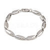 304 Stainless Steel Rhombus Link Chain Bracelets for Men Women BJEW-G766-03P-02-4