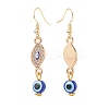 Crystal Rhinestone Dangle Earrings with Enamel Evil Eye EJEW-JE05012-05-2