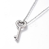 304 Stainless Steel Heart Key Pendant Necklaces NJEW-I240-16-3
