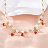 Brass Micro Pave Clear Cubic Zirconia Beaded Necklaces NJEW-Z059-04G-02-5